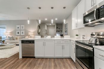 Pendant lighting over kitchen counter top