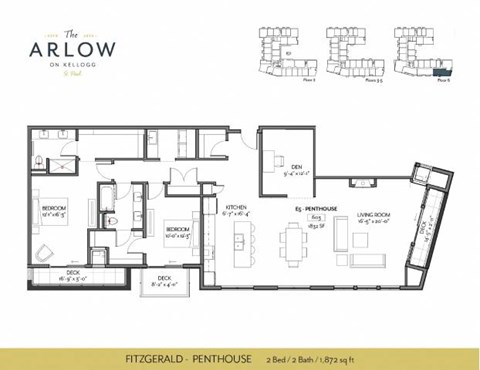 Floor plan for 2 beds, 2 baths, 1872 sqft