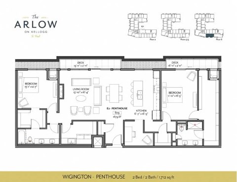 Floor plan for 2 beds, 2 baths, 1712 sqft