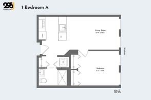 Floor plan for 1 bed, 1 bath, 636 sqft