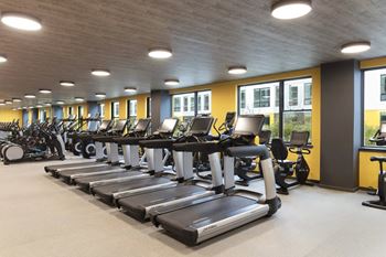 Fitness center with cardio machines and treadmills
