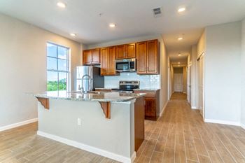 Chef-style kitchen with granite countertops