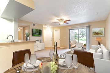 Winter Garden apartment for rent - a living room and dining room with a table and chairs