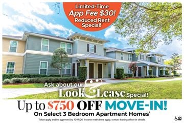 Rockledge apartment for rent - A real estate advertisement offering a $750 off move-in special for select 3 bedroom apartment homes.