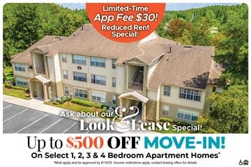 Tampa apartment for rent - A large apartment complex advertises a $500 off move-in special for select bedroom apartments.