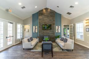 Tampa apartment for rent - a clubhouse room with couches chairs tv and a coffee table