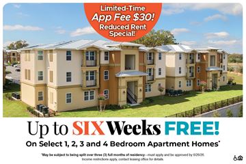 Lady Lake apartment for rent - Apartment complex advertisement offering up to six weeks free rent.