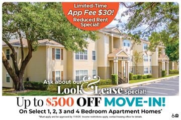 Brandon apartment for rent - A promotional image for apartment homes with a special offer.