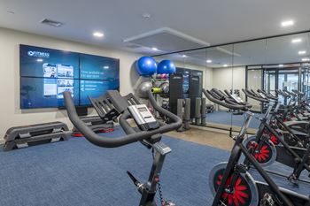 Cycling bikes in gym