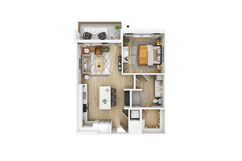 Floor plan for 1 bed, 1 bath, 784 sqft