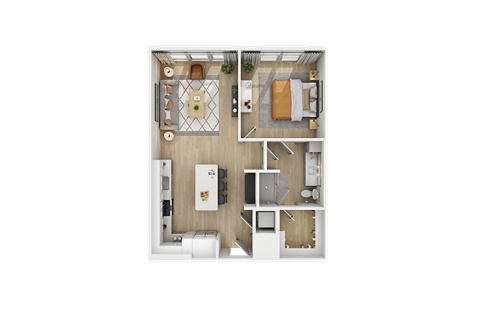 Floor plan for 1 bed, 1 bath, 819 sqft