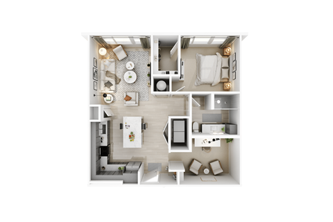 Floor plan for 1 bed, 1 bath, 900 sqft