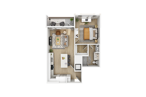 Floor plan for 1 bed, 1 bath, 710 sqft