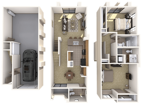 Floor plan for 2 beds, 2 baths, 1356 sqft