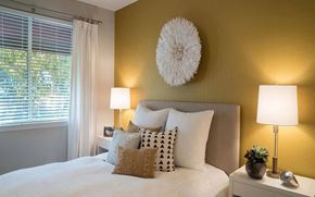 Fullerton apartment for rent - Oversized Bedroom with Accent Wall and Natural Light
