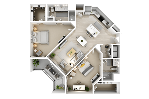 Floor plan for 2 beds, 2 baths, 1320 sqft