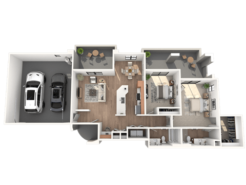 Floor plan for 2 beds, 2 baths, 1170 sqft