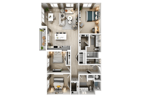 Floor plan for 3 beds, 2.5 baths, 1540 sqft
