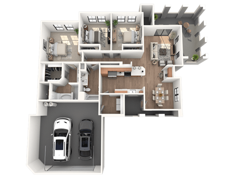 Floor plan for 3 beds, 2 baths, 1498 sqft