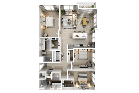 Floor plan for 3 beds, 2 baths, 1569 sqft