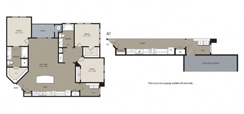 Floor plan for 3 beds, 2 baths, 1453 sqft