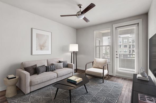 Arvada apartment for rent - Gateway Arvada Ridge Cozy Living Area with Large Windows and Contemporary Finishes