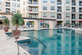 Frisco apartment for rent - Contemporary Poolside Courtyard with Palms and Shaded Loungers