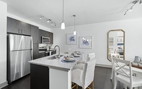 Swampscott apartment for rent - Contemporary Kitchen Featuring Granite Countertops and Pendant Lighting