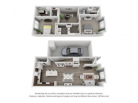Floor plan for 2 beds, 2 baths, 1560 sqft