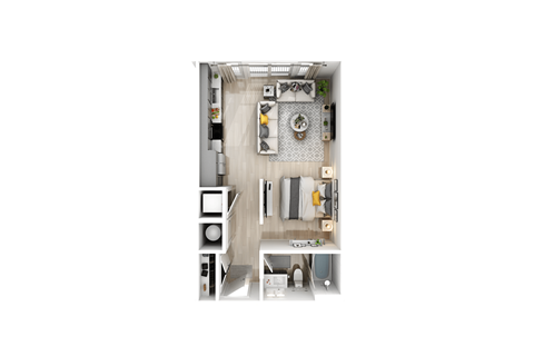 Floor plan for studio, 1 bath, 540 sqft