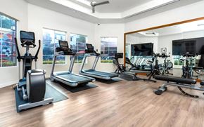 Rancho Cucamonga apartment for rent - Modern Fitness Studio Featuring Bikes, Treadmills, and Large Mirrors