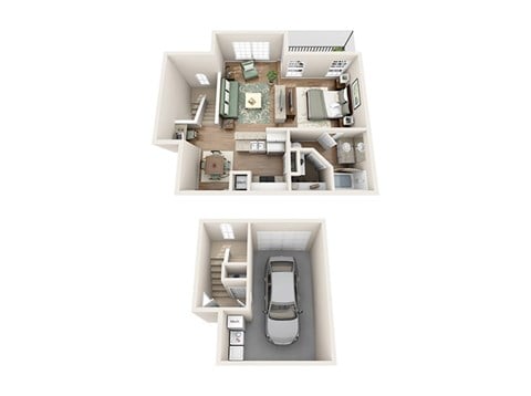 Floor plan for studio, 1 bath, 696 sqft