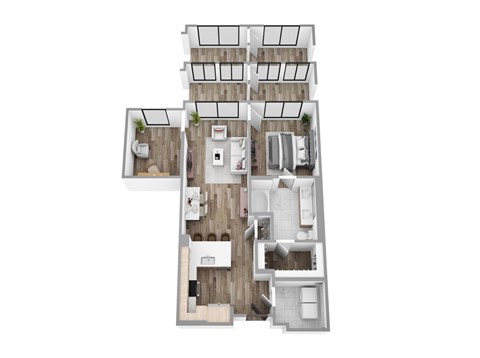 Floor plan for 1 bed, 1 bath, 833 sqft