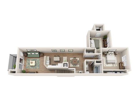 Floor plan for 2 beds, 1 bath, 1137 sqft