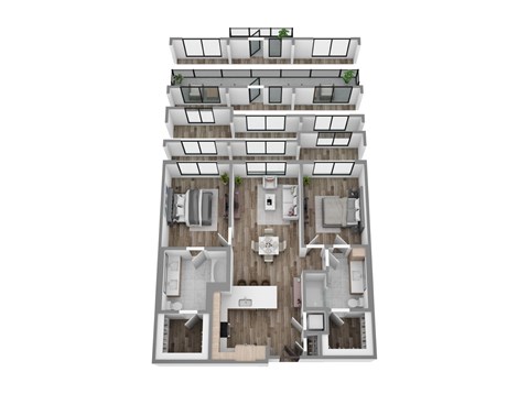 Floor plan for 2 beds, 2 baths, 1133 sqft