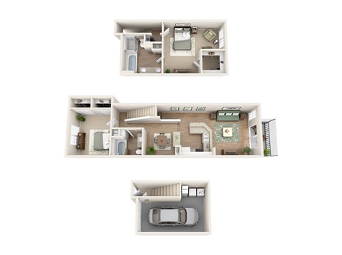 Floor plan for 2 beds, 2 baths, 1335 sqft