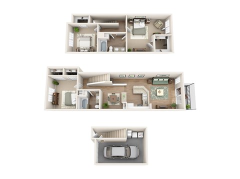 Floor plan for 3 beds, 2 baths, 1510 sqft