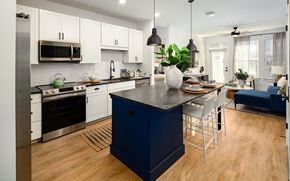 Nashville apartment for rent - Open-Concept Kitchen with Pendant Lighting and Stainless Steel Appliances