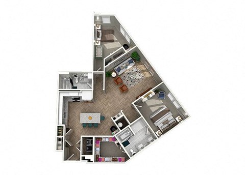 Floor plan for 2 beds, 2 baths, 1353 sqft