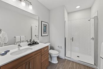 Bathrooms with double vanities in select homes*