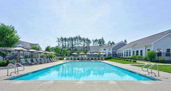 Heated saltwater pool with lounge seating