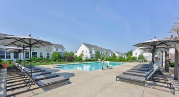 Heated saltwater pool with lounge seating