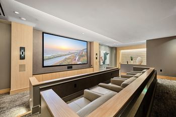 Screening lounge with hd projector and cinema seating
