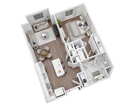 Floor plan for 1 bed, 1 bath, 808 sqft