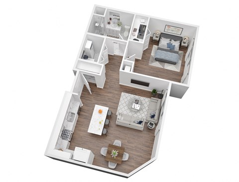 Floor plan for 1 bed, 1 bath, 815 sqft