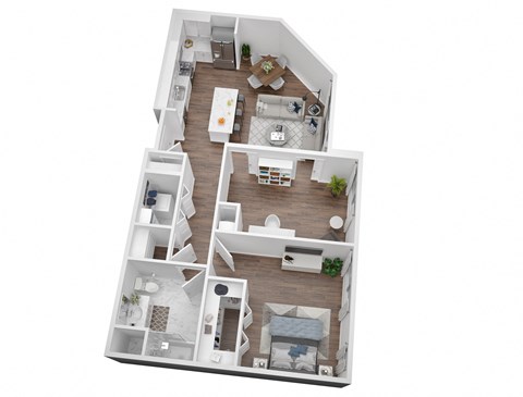 Floor plan for 1 bed, 1 bath, 996 sqft