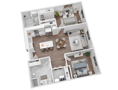 Floor plan for 2 beds, 2 baths, 1084 sqft