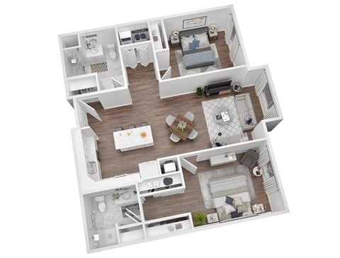 Floor plan for 2 beds, 2 baths, 1115 sqft