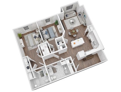 Floor plan for 2 beds, 2 baths, 1188 sqft