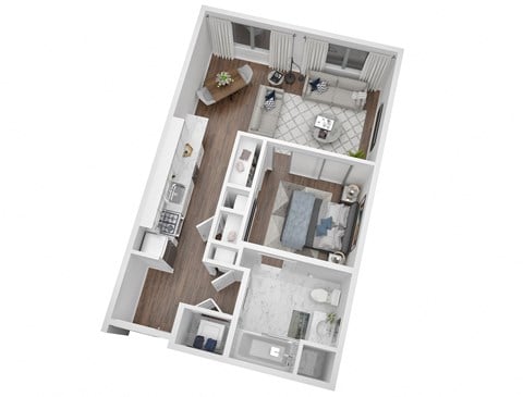 Floor plan for studio, 1 bath, 574 sqft